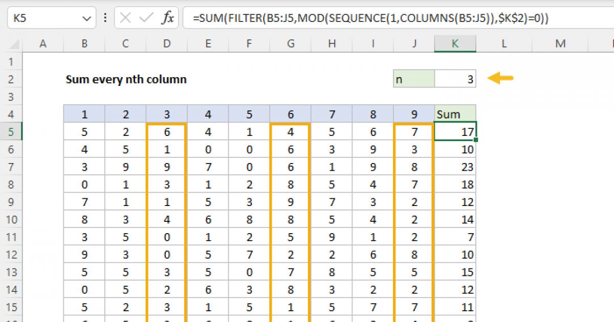 Sum Every Nth Column Excel Formula Exceljet 3450